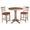 International Concepts Round 36 in Rd Top Pedestal Table, 2 Emily Counter Ht Stools, Distressed Oak, 36 in W, 36 in L, Wood K42-36RT-27B-S6172-2 - alternate 1